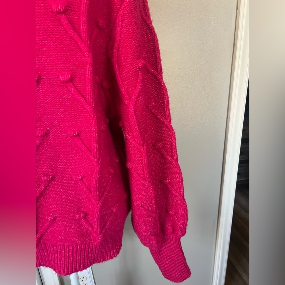 Crown & Ivy Woman’s Bright Pink Heavyweight Soft Chunky Valentines Sweater XL - Picture 9 of 11